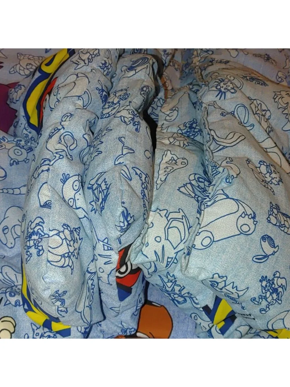 Pokemon Twin Comforter 1998 Vintage Pikachu Gengar Bulbasaur Charmander Blue